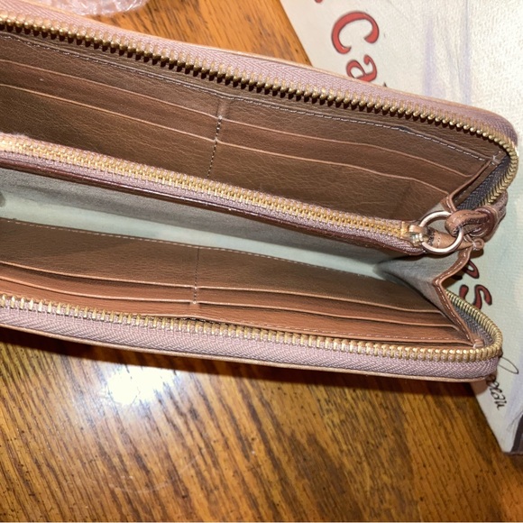 Chloe Metal Ribbon Zip Around Leather Wallet Tan/Carmel - Vintage - Picture 12 of 14